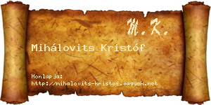 Mihálovits Kristóf névjegykártya